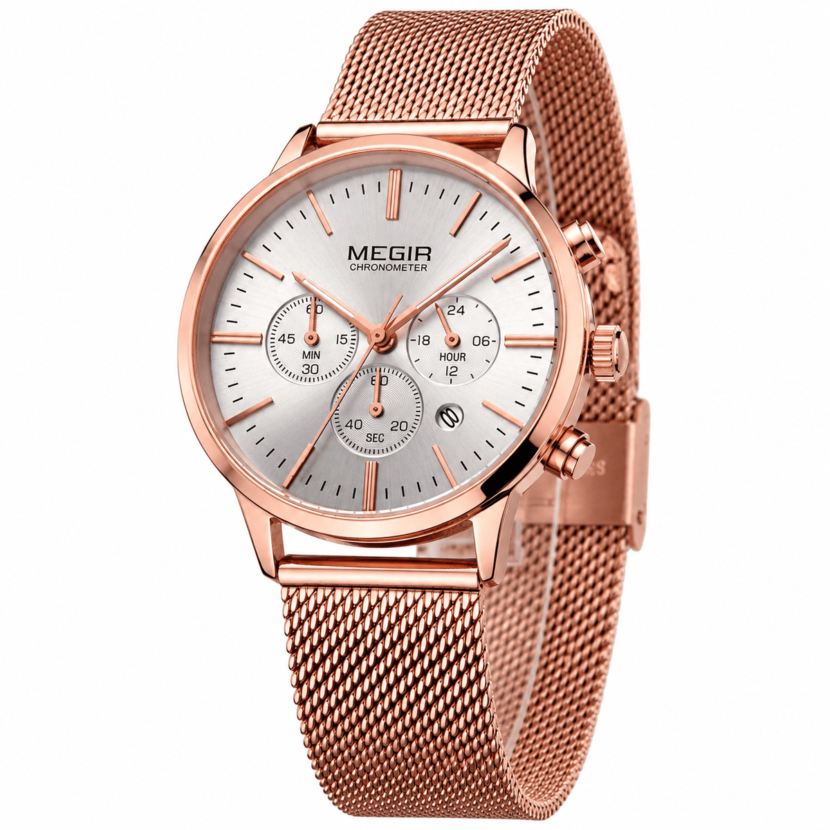 Elegant Women’s Watch with a Multifunctional Dial and Stainless Steel Bracelet – Elise Étoile Elegant Women’s Wristwatch with a Stainless Steel Bracelet – Elise Étoile