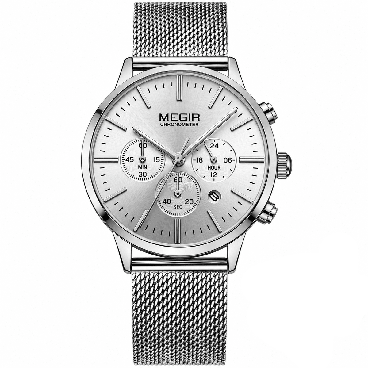 Elegant Women’s Watch with a Multifunctional Dial and Stainless Steel Bracelet – Elise Étoile Elegant Women’s Wristwatch with a Stainless Steel Bracelet – Elise Étoile Silver