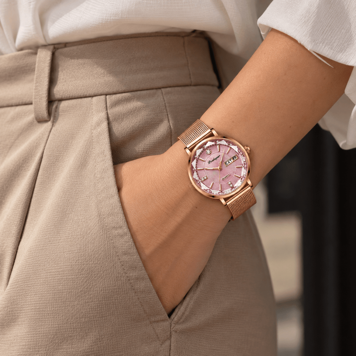 Elegant Women's Watch with Stainless Steel Band and Luxurious Design – Belle Sophia Elegant Women's Watch with Stainless Steel Band and Luxurious Design – Belle Sophia