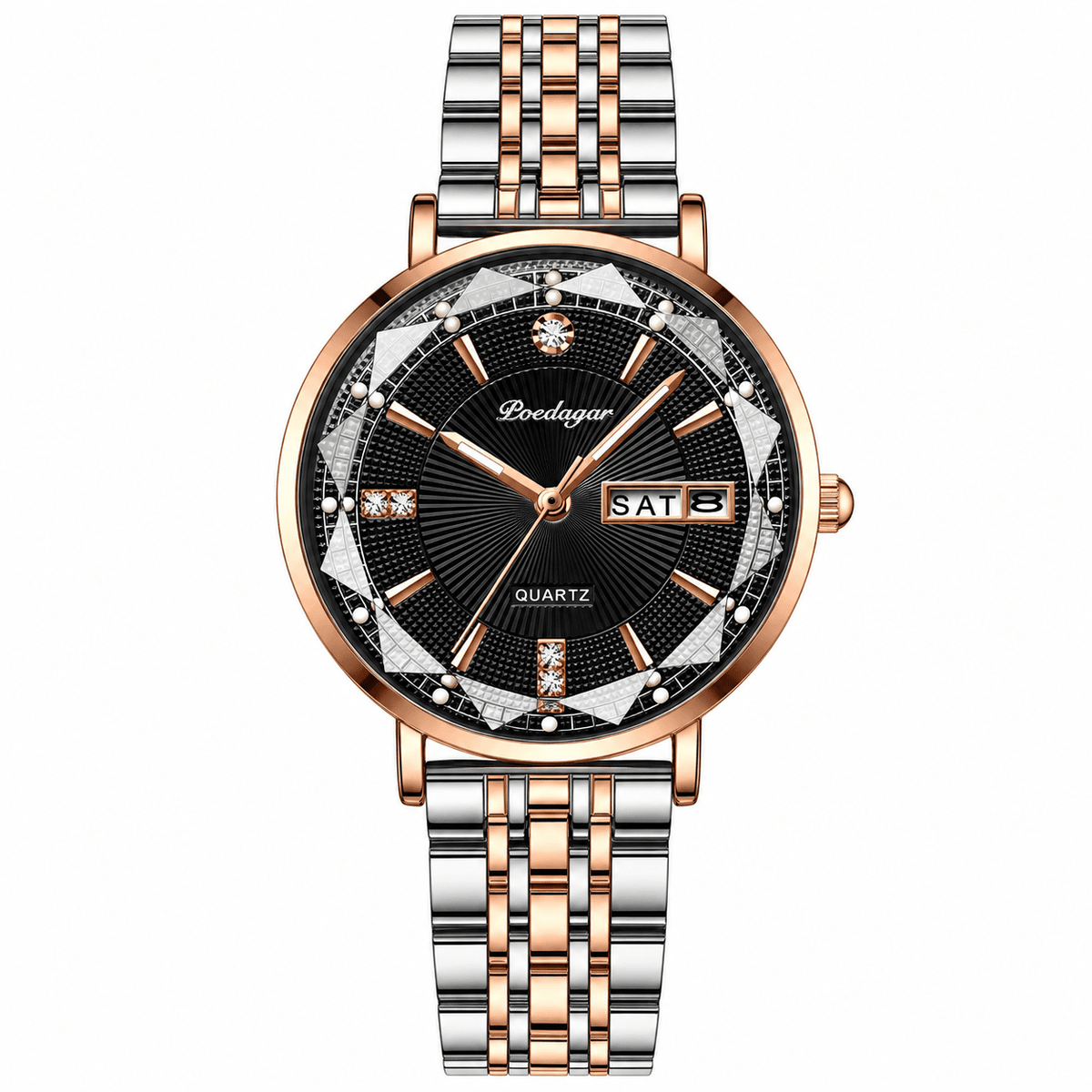 Elegant Women's Watch with Stainless Steel Band and Luxurious Design – Belle Sophia Elegant Women's Watch with Stainless Steel Band and Luxurious Design – Belle Sophia Gold Black