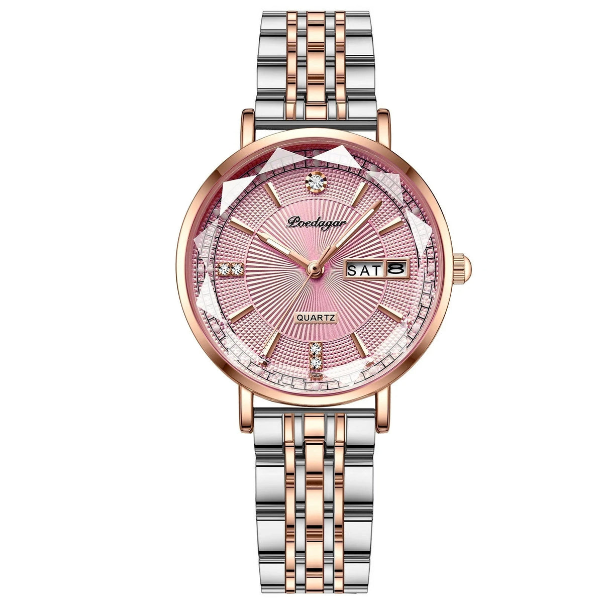 Elegant Women's Watch with Stainless Steel Band and Luxurious Design – Belle Sophia Elegant Women's Watch with Stainless Steel Band and Luxurious Design – Belle Sophia Gold Pink