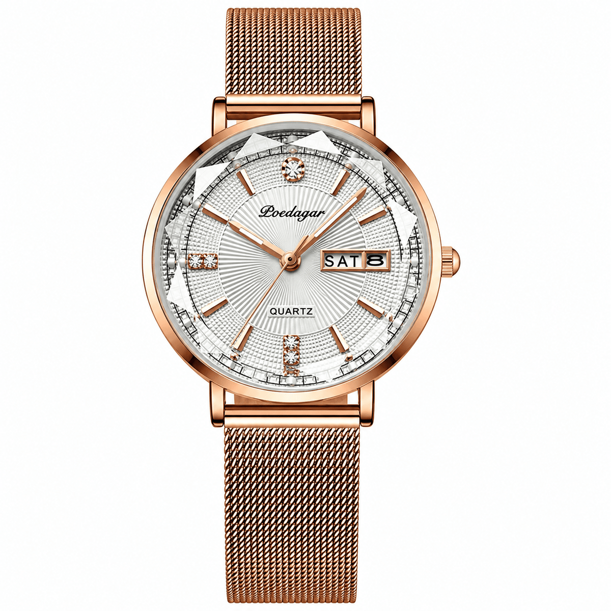 Elegant Women's Watch with Stainless Steel Band and Luxurious Design – Belle Sophia Elegant Women's Watch with Stainless Steel Band and Luxurious Design – Belle Sophia Gold White Elegance
