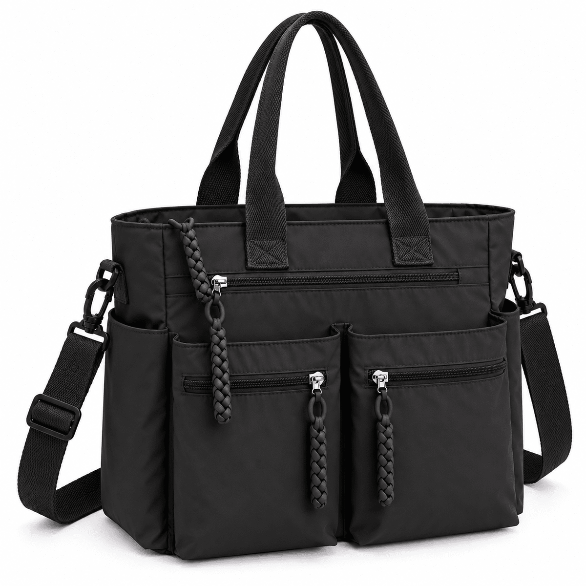 Large-Capacity Casual Tote Bag with Crossbody Strap and Modern Design | Mila Avery Large-Capacity Casual Tote Bag with Crossbody Strap and Modern Design | Mila Avery Black