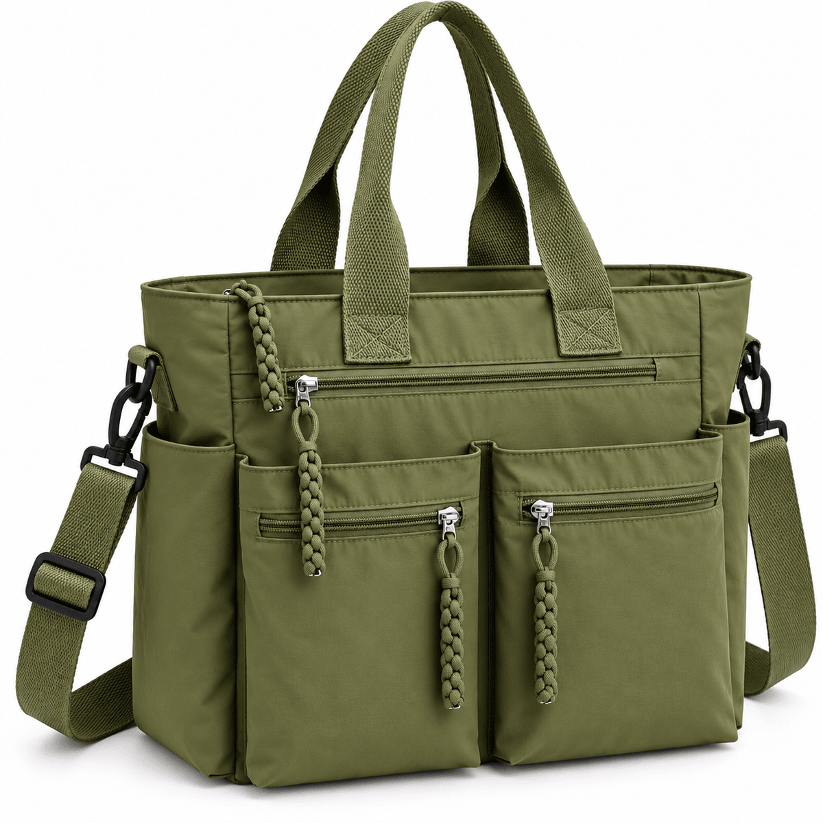 Large-Capacity Casual Tote Bag with Crossbody Strap and Modern Design | Mila Avery Large-Capacity Casual Tote Bag with Crossbody Strap and Modern Design | Mila Avery Green