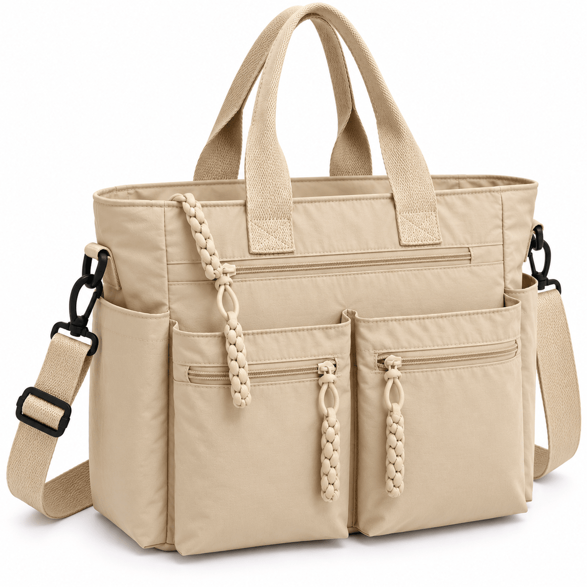 Large-Capacity Casual Tote Bag with Crossbody Strap and Modern Design | Mila Avery Large-Capacity Casual Tote Bag with Crossbody Strap and Modern Design | Mila Avery White