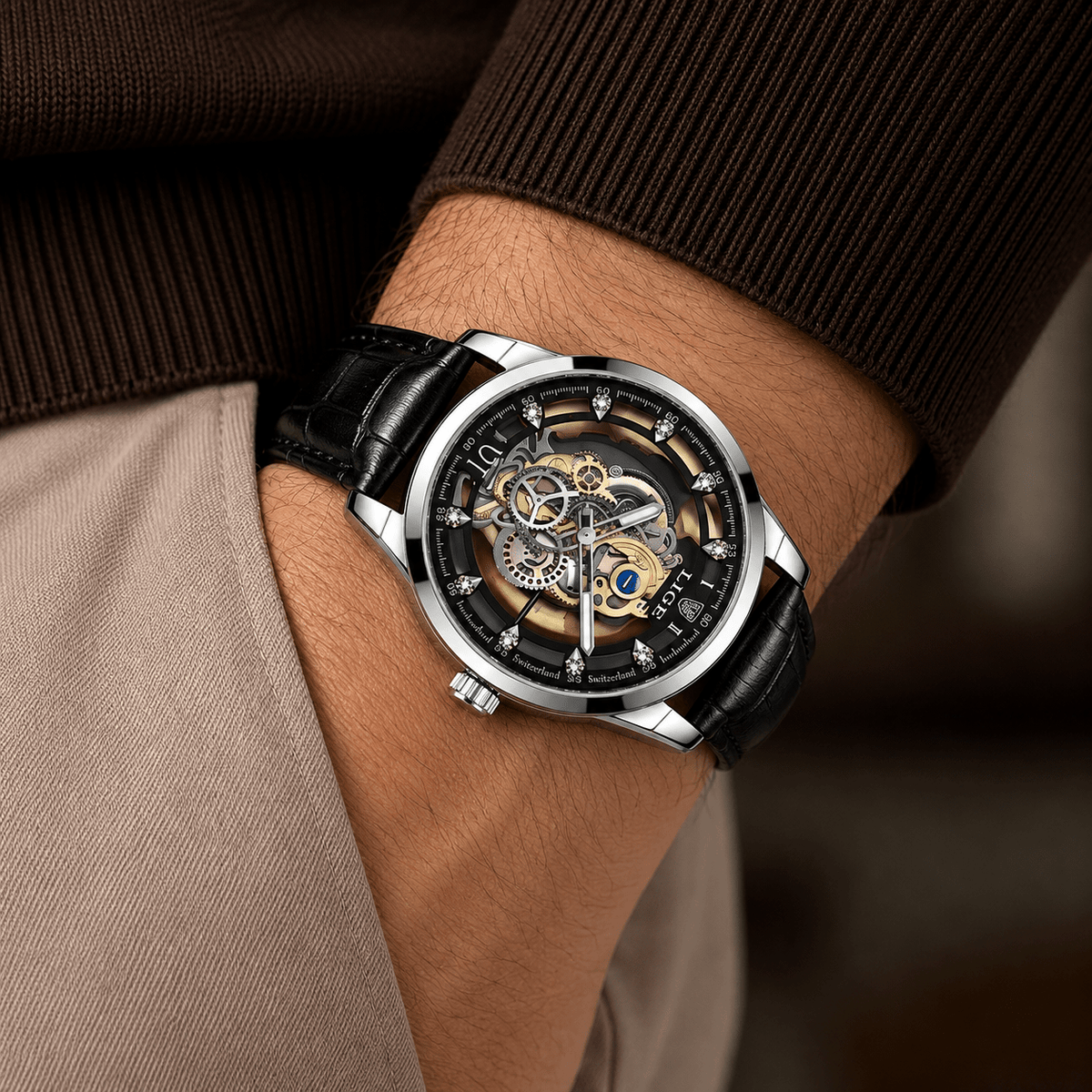 Luxurious Men's Watch with Leather Strap – Castelvero Luxurious Men's Watch with Leather Strap – Castelvero