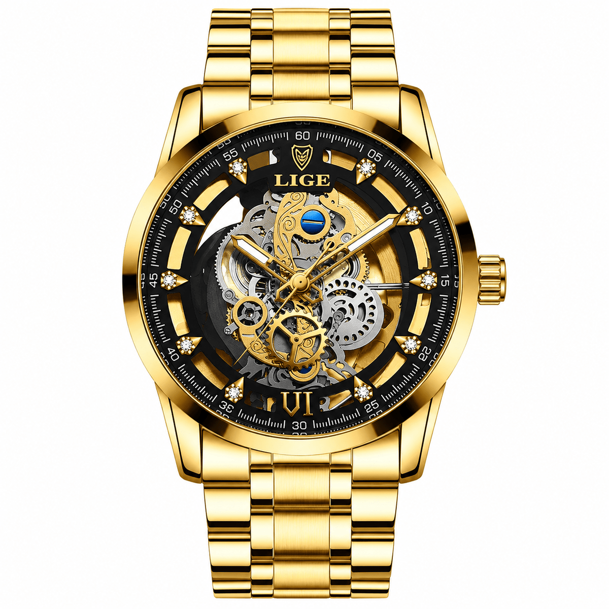 Luxurious Men's Watch with Leather Strap – Castelvero Luxurious Men's Watch with Leather Strap – Castelvero Gold Balck