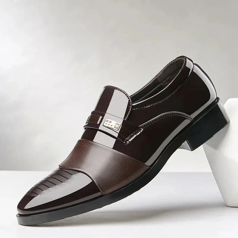 Luxury Leather Men Shoes for Wedding Formal Oxfords Business Casual Office Work Shoes for Men Classic Men's Pointy Dress Shoes Mavietto Brown 43