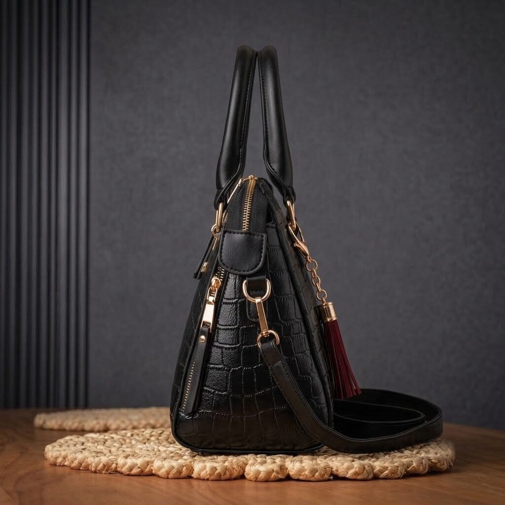 Luxury Women's Crocodile-Embossed Leather Handbag - Mon Élégance Luxury Women's Crocodile-Embossed Leather Handbag - Mon Élégance Mavietto