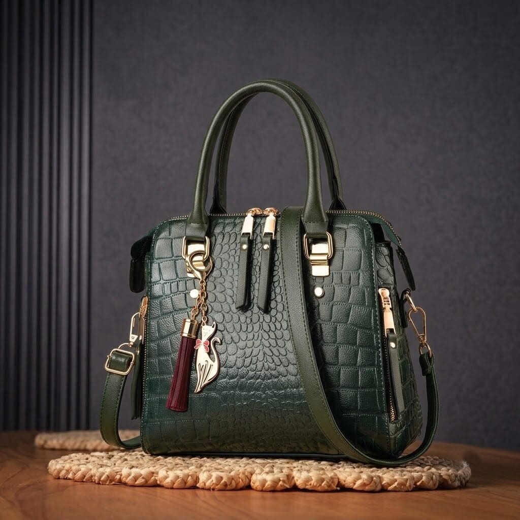 Luxury Women's Crocodile-Embossed Leather Handbag - Mon Élégance Luxury Women's Crocodile-Embossed Leather Handbag - Mon Élégance Mavietto