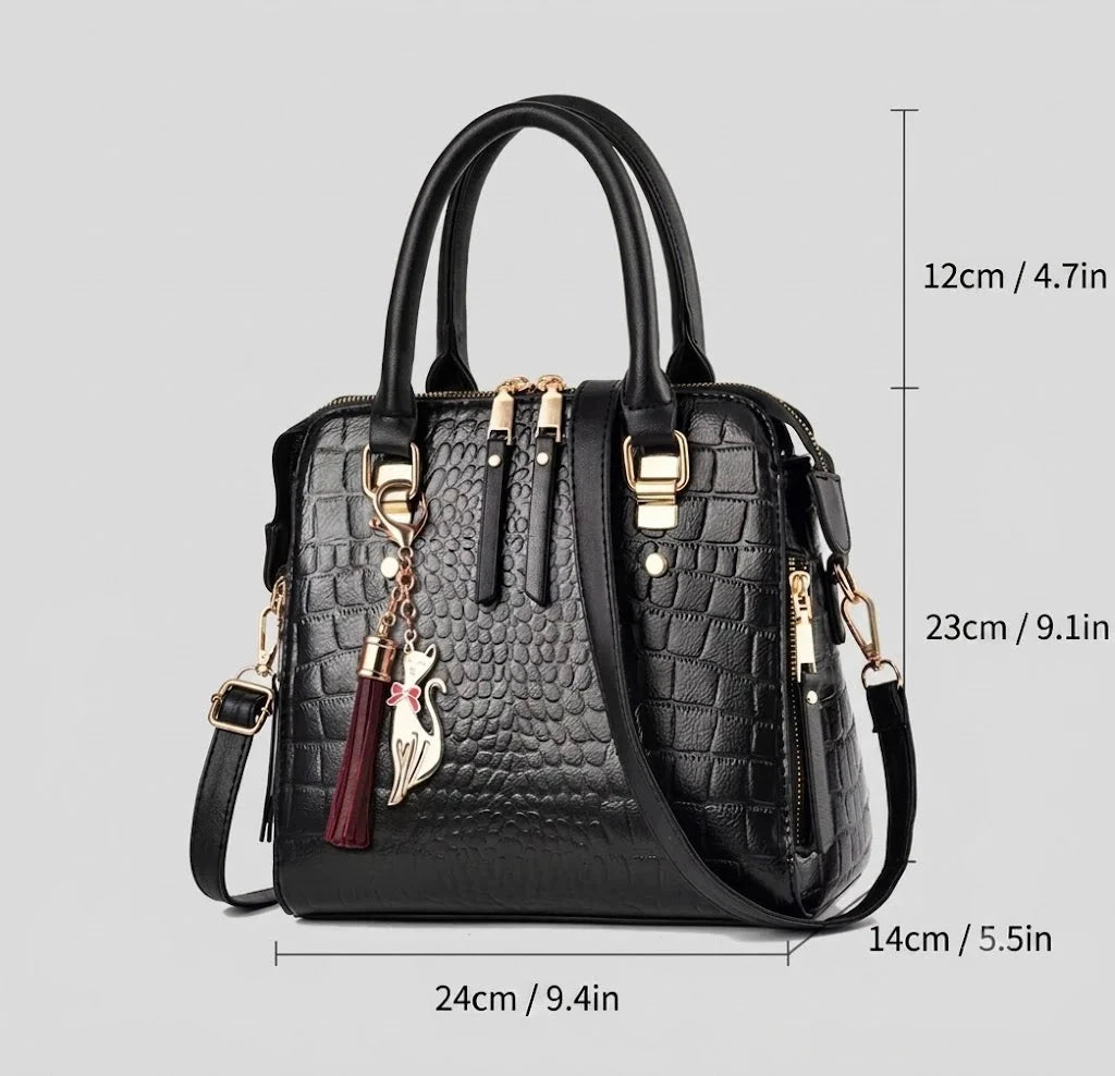 Luxury Women's Crocodile-Embossed Leather Handbag - Mon Élégance Luxury Women's Crocodile-Embossed Leather Handbag - Mon Élégance Mavietto