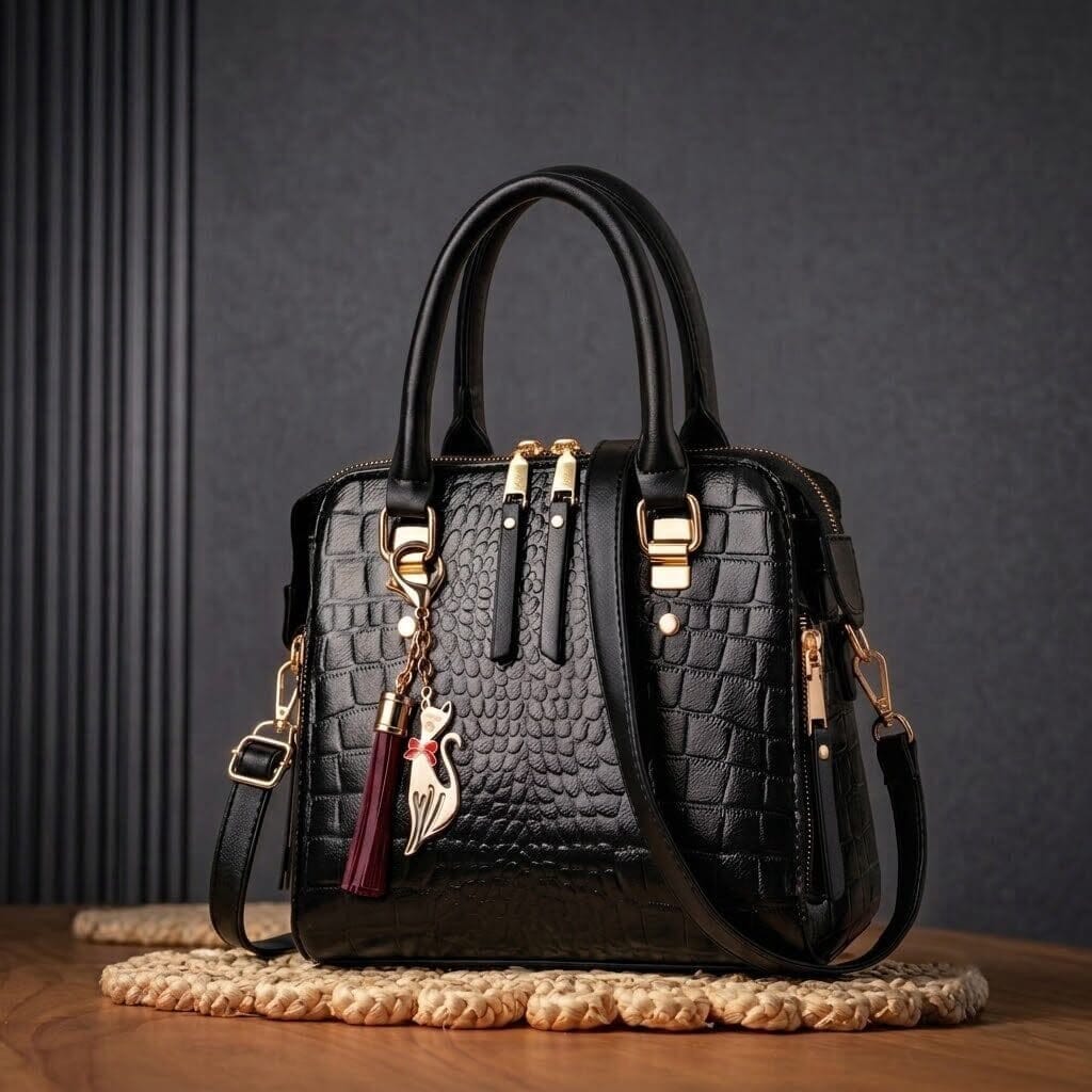 Luxury Women's Crocodile-Embossed Leather Handbag - Mon Élégance Luxury Women's Crocodile-Embossed Leather Handbag - Mon Élégance Mavietto