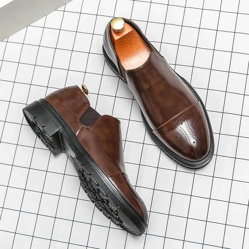 Mavietto Men's Leather Dress Shoes | Brogue Slip-On Loafers Mavietto Men's Leather Dress Shoes | Brogue Slip-On Loafers