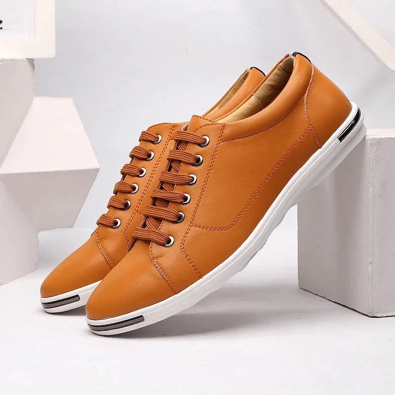 Men Size38-48 Casual Breathable White Sneaker Leather Driving Walking Shoes for Male Skate Comfortable Stylish for Everyday Wear Mavietto