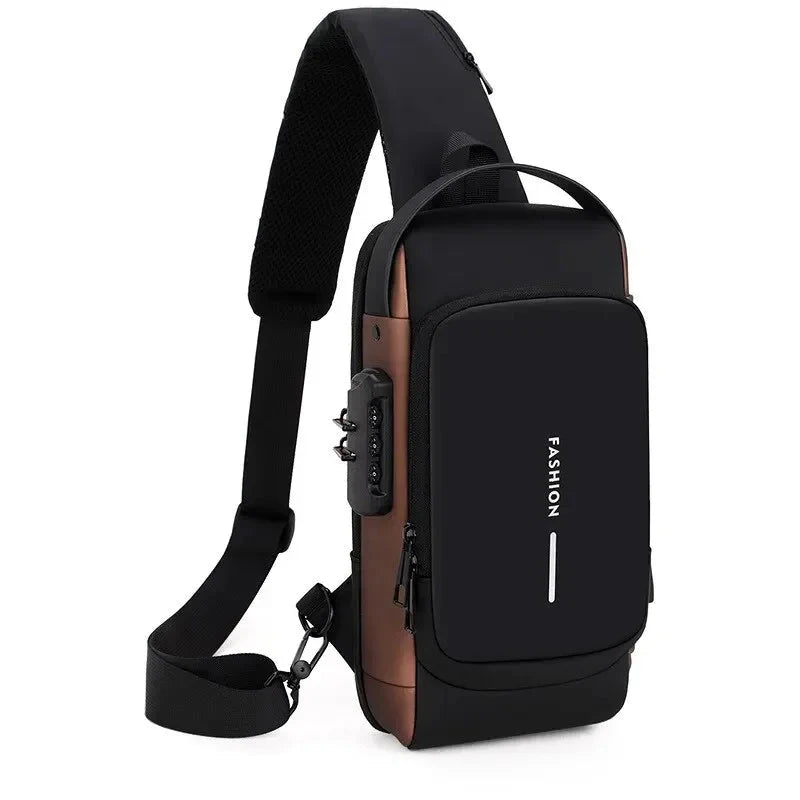 Men's Anti-Theft and Waterproof Bag - Montrax Men's Anti-Theft and Waterproof Bag - Montrax Black and Brown