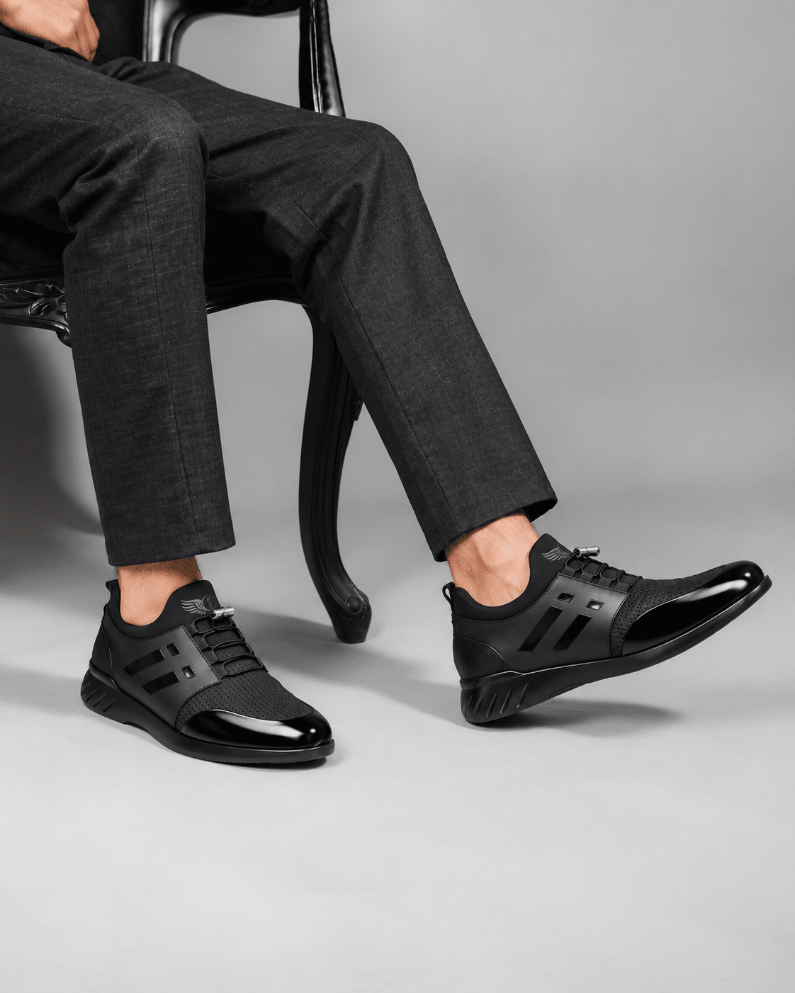 Men’s Black Casual Leather Sneakers – Vitorini Men’s Black Casual Leather Sneakers – Vitorini