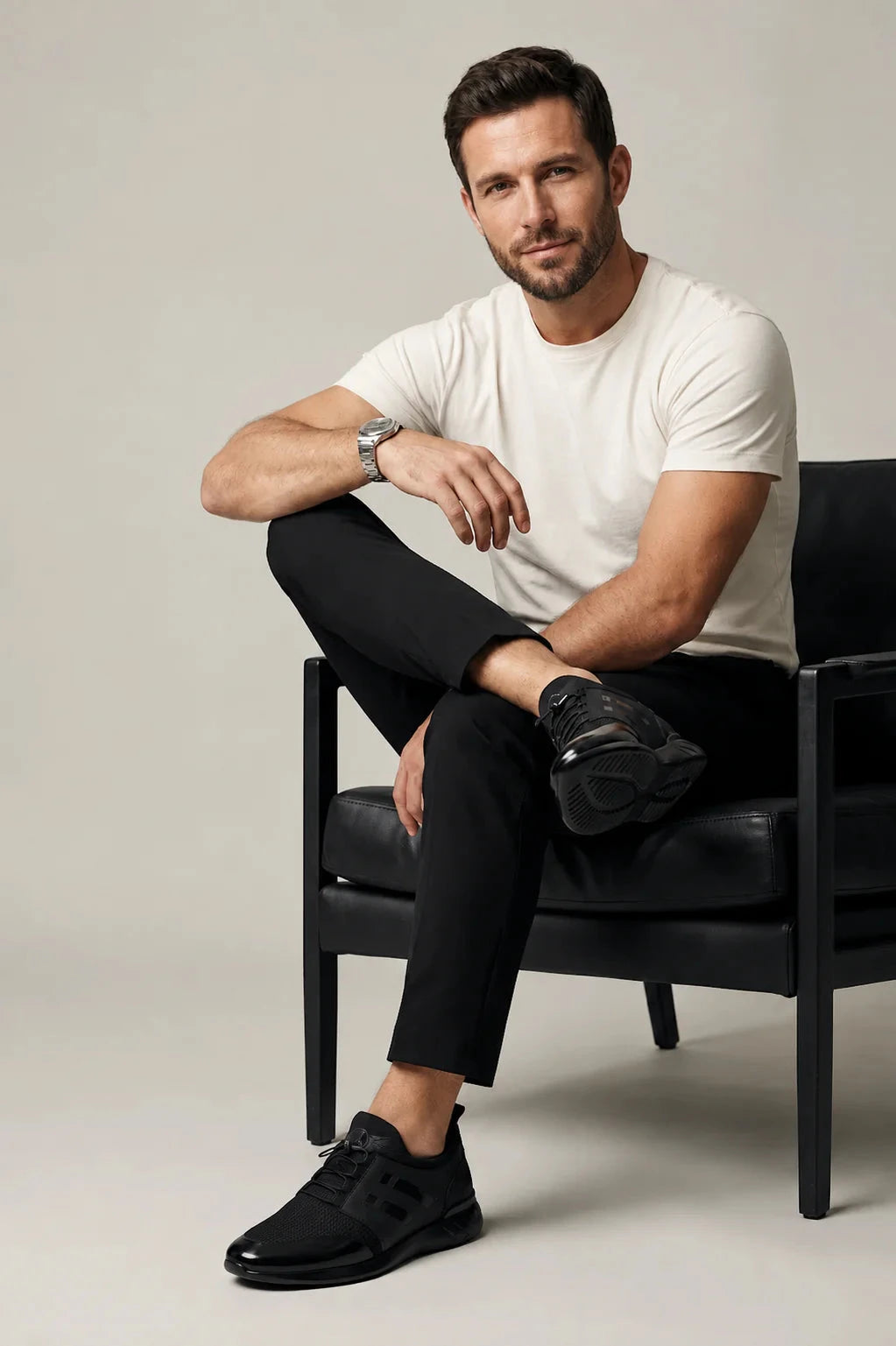 Men’s Black Casual Leather Sneakers – Vitorini Men’s Black Casual Leather Sneakers – Vitorini
