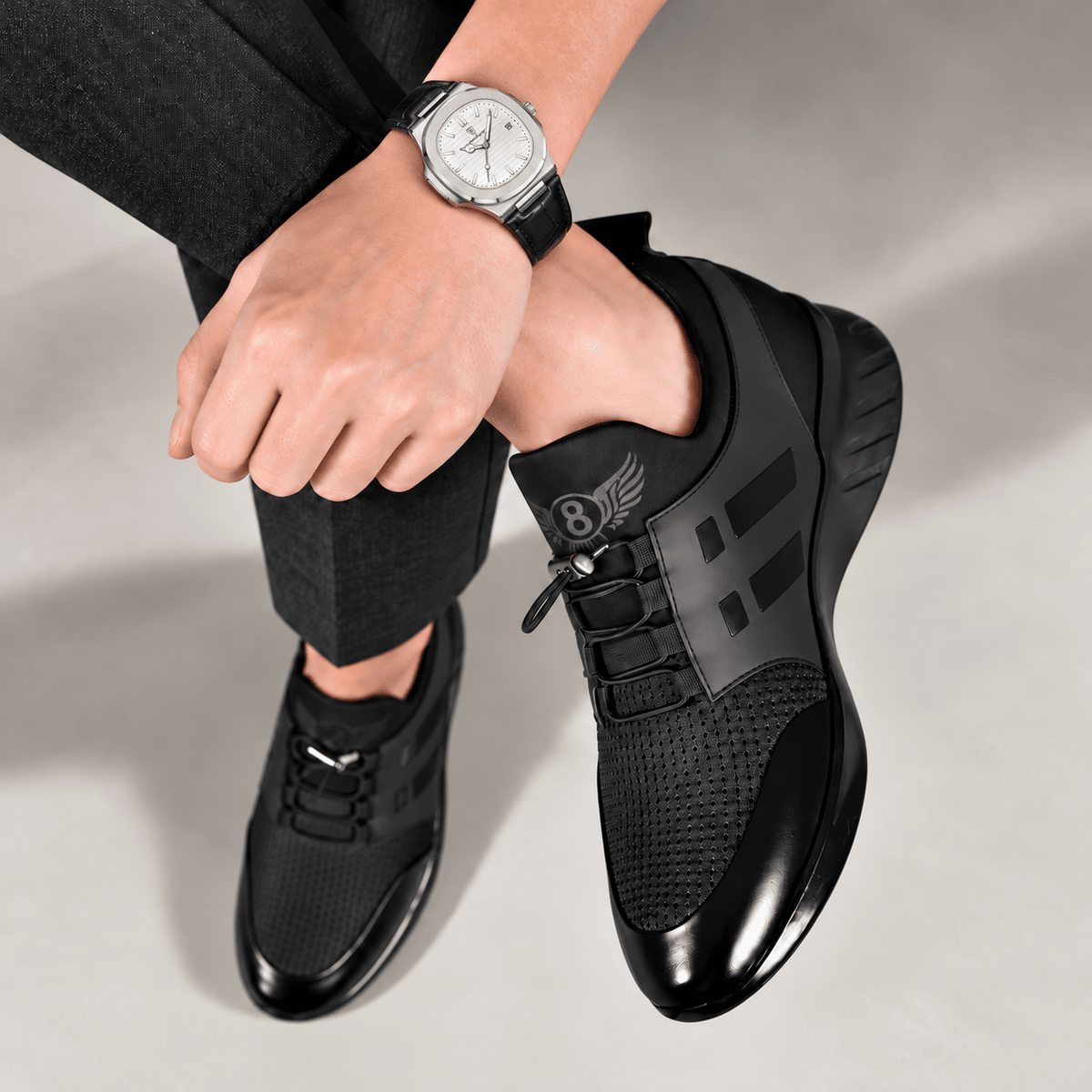 Men’s Black Casual Leather Sneakers – Vitorini Men’s Black Casual Leather Sneakers – Vitorini