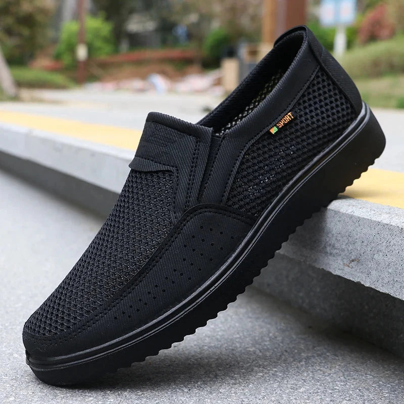 Men's Breathable Slip-On Casual Shoes - Lightweight Low-Top Walking Sneakers for Outdoor, Fishing, Park and Exercise, Brown Mesh Fabric, Rubber Sole, Plaid for All Seasons, Outdoor Shoes | Low-Top Shoes | Fabric Upper Mavietto Store