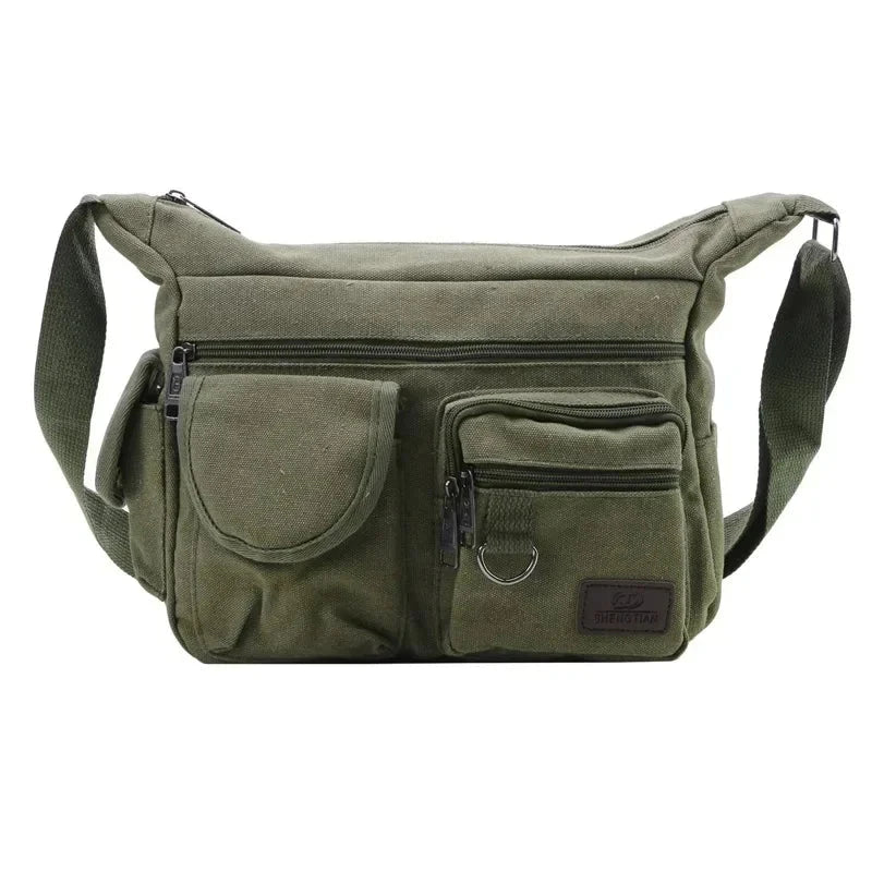 Men's Canvas Shoulder Bag Casual Tote Travel Crossbody Bag Luxury Messenger Bag High Quality Fashion Handbag Chest Bag Mavietto Green