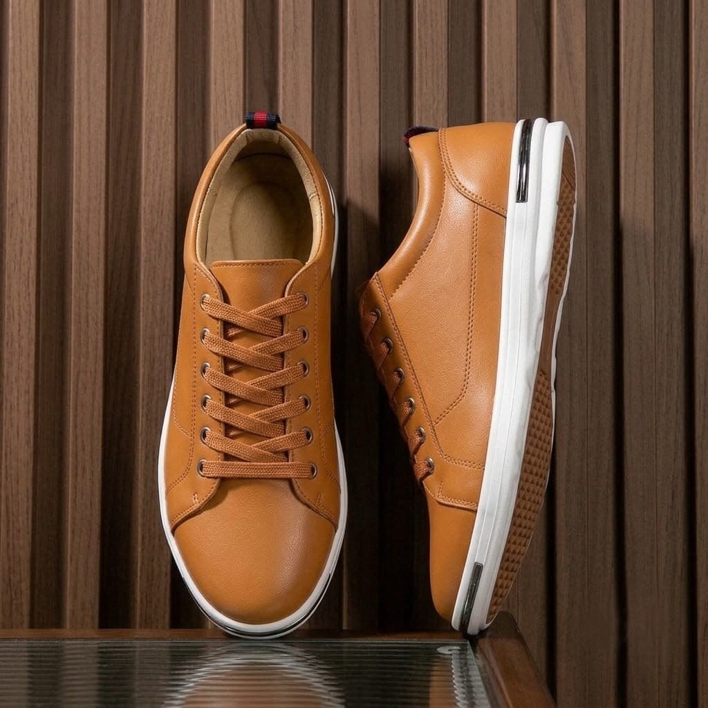 Men's Casual Leather Sneakers, Comfortable and Breathable - Zorcrest Men's Casual Leather Sneakers, Comfortable and Breathable - Zorcrest Mavietto