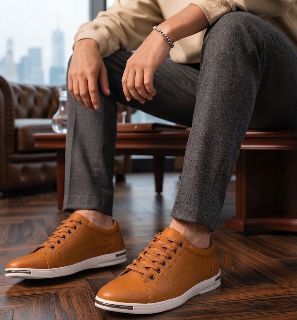 Men's Casual Leather Sneakers, Comfortable and Breathable - Zorcrest Men's Casual Leather Sneakers, Comfortable and Breathable - Zorcrest Mavietto