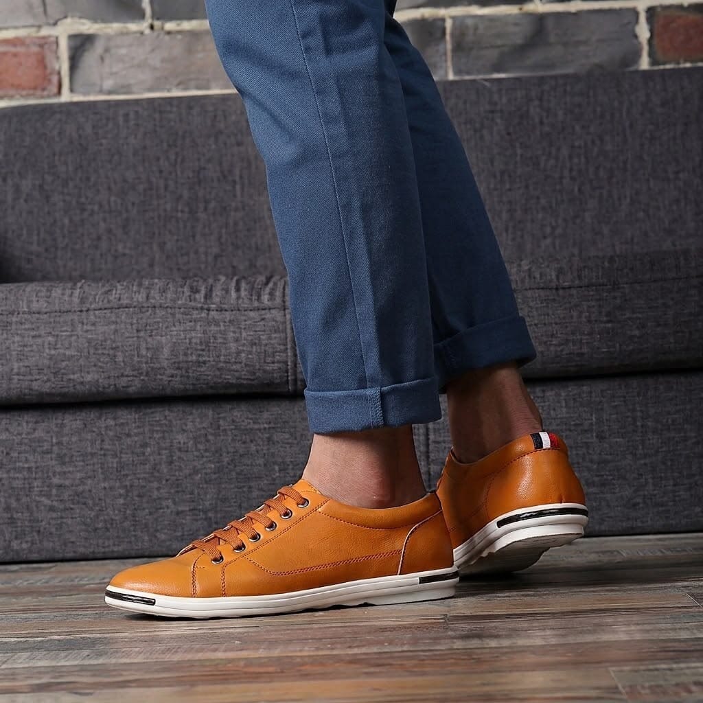 Men's Casual Leather Sneakers, Comfortable and Breathable - Zorcrest Men's Casual Leather Sneakers, Comfortable and Breathable - Zorcrest Mavietto