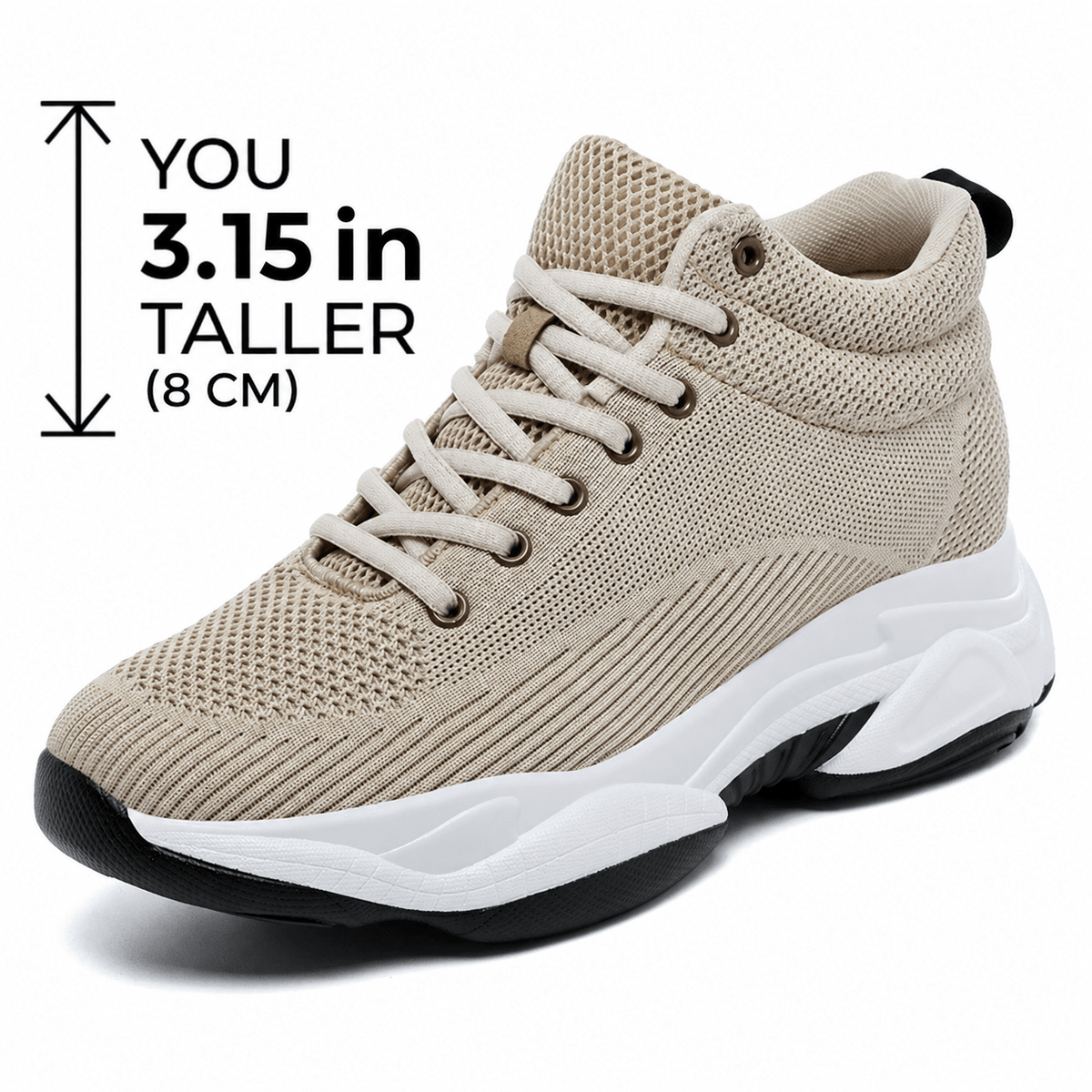 Men's Casual Sneakers with Invisible 8 cm (3.15-Inch) Height Lift – Comfortable & Breathable Design – Valthero Men's Casual Sneakers with Invisible 8 cm (3.15-Inch) Height Lift – Comfortable & Breathable Design – Valthero Khaki