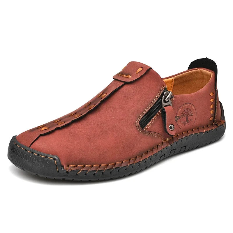 Men's Casual Suede Leather Loafers - Handmade Slip-On Moccasins, Breathable & Lightweight Walking Shoes | Marzello Men's Casual Suede Leather Loafers - Handmade Slip-On Moccasins, Breathable & Lightweight Walking Shoes | Marzello Red