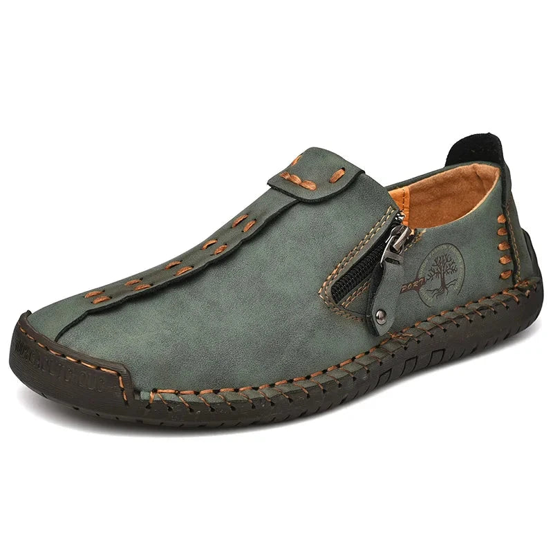 Men's Casual Suede Leather Loafers - Handmade Slip-On Moccasins, Breathable & Lightweight Walking Shoes | Marzello Men's Casual Suede Leather Loafers - Handmade Slip-On Moccasins, Breathable & Lightweight Walking Shoes | Marzello Green