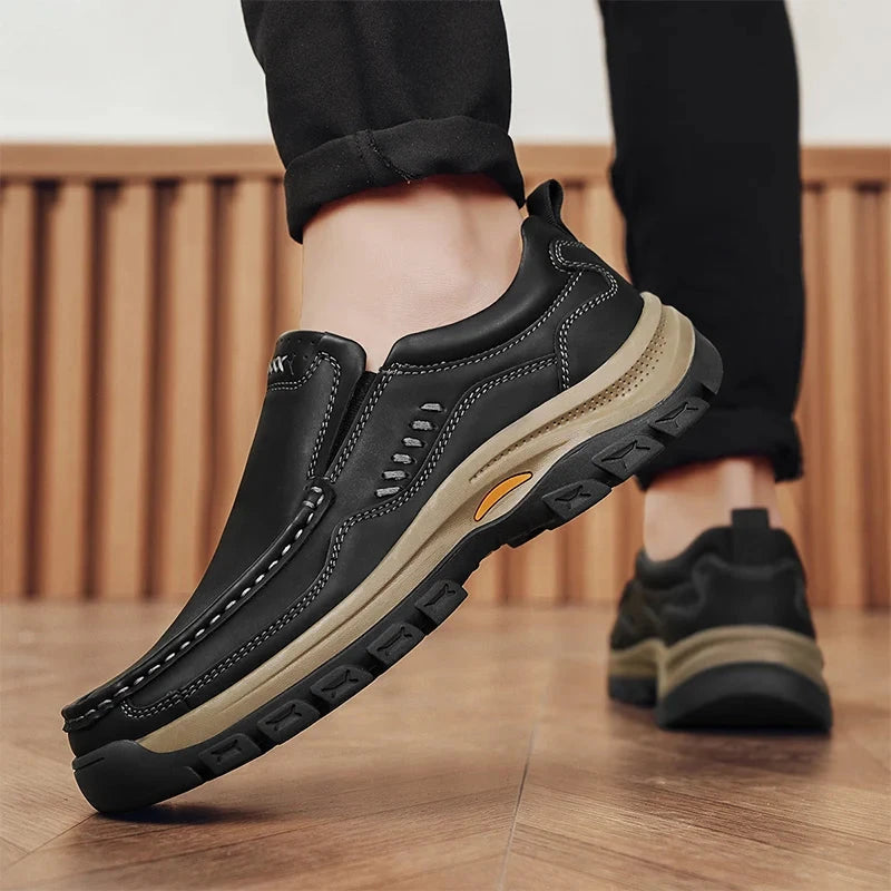 Men's Hand-Stitched Fashion Loafers, Solid Color Low-Top Casual Shoes, Simple Trendy Slip-On Sneakers, Men's Shoes for All Seasons, Daily Office Business Shoes, Large Size Men's Shoes Mavietto Store