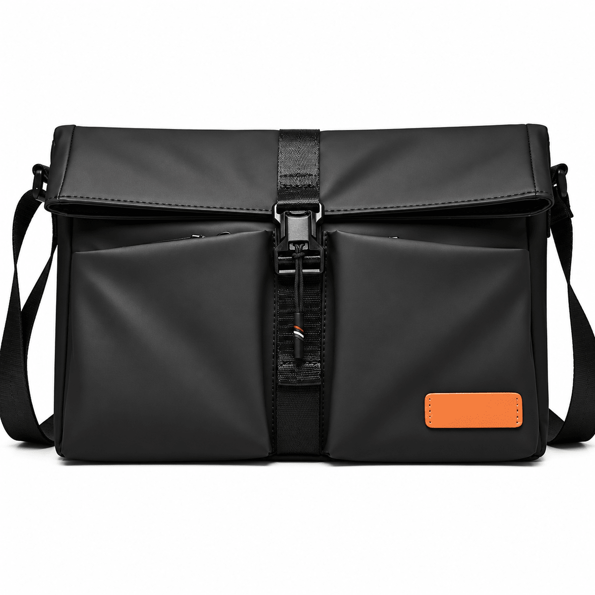Men's Leather Crossbody Bag with Multiple Pockets and Elegant Design — BRENNAN Men's Leather Crossbody Bag with Multiple Pockets and Elegant Design — BRENNAN Black