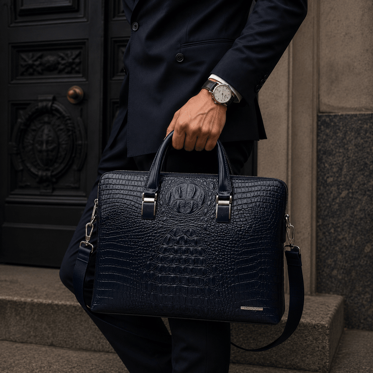 Men’s Leather Executive Briefcase – Elegant, Spacious & Crocodile Design | VALLÉZION Men’s Leather Executive Briefcase – Elegant, Spacious & Crocodile Design | VALLÉZION