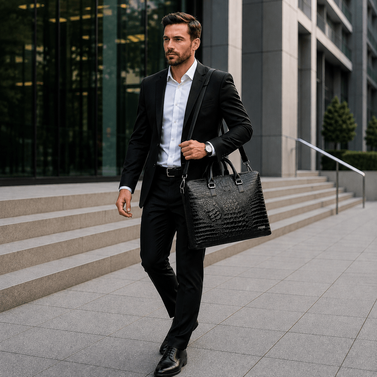 Men’s Leather Executive Briefcase – Elegant, Spacious & Crocodile Design | VALLÉZION Men’s Leather Executive Briefcase – Elegant, Spacious & Crocodile Design | VALLÉZION