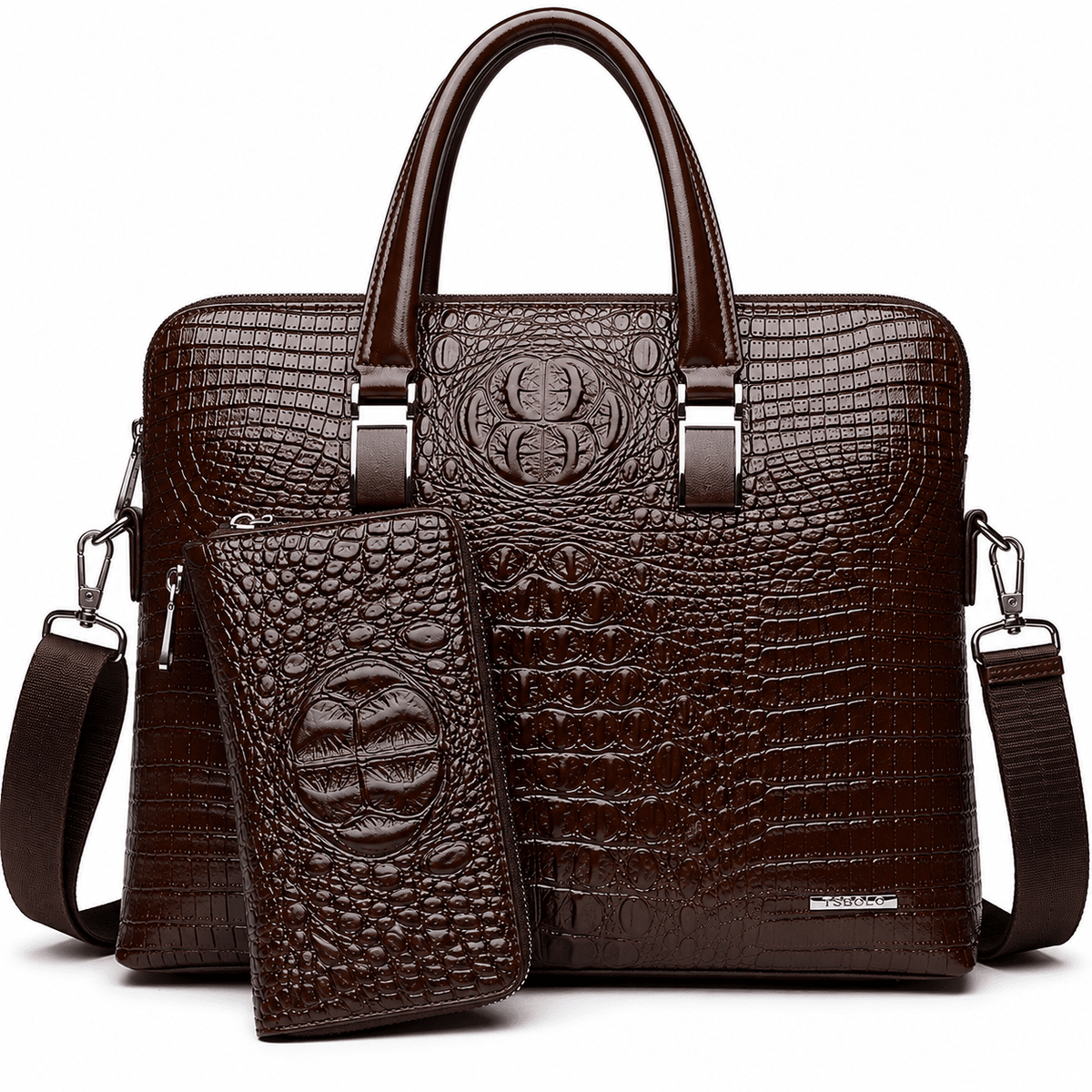 Men’s Leather Executive Briefcase – Elegant, Spacious & Crocodile Design | VALLÉZION Men’s Leather Executive Briefcase – Elegant, Spacious & Crocodile Design | VALLÉZION Brown