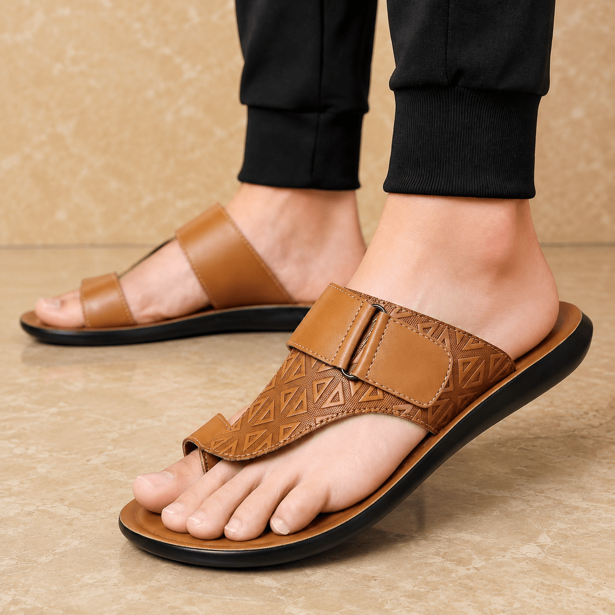 Men's Leather Sandals, Comfortable, Breathable & Modern – Khazen Men's Leather Sandals, Comfortable, Breathable & Modern – Khazen
