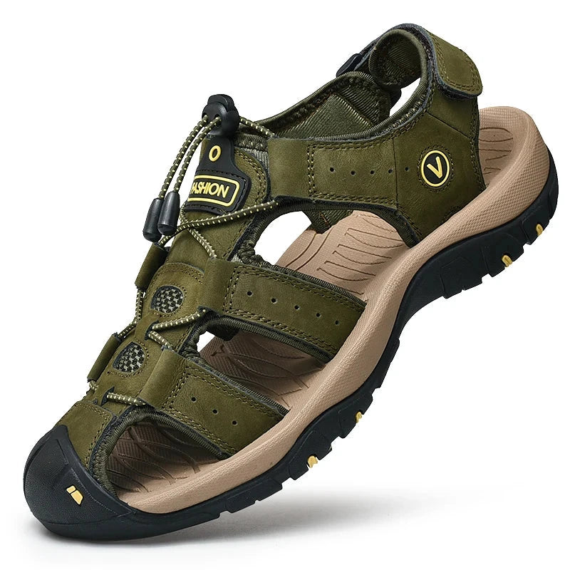 Men’s Leather Sandals, Comfortable, Non-Slip & Breathable – Severion Men’s Leather Sandals, Comfortable, Non-Slip & Breathable – Severion Green