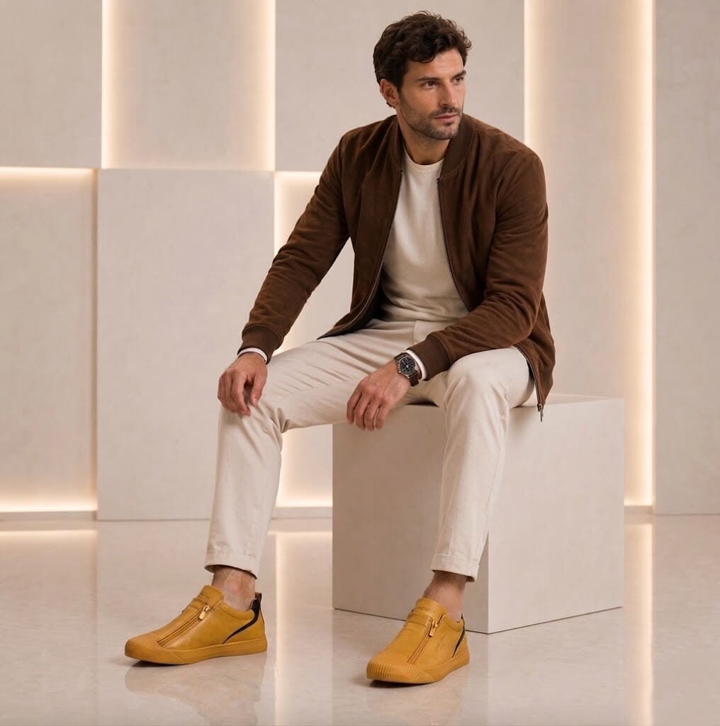 Men's Leather Sneakers with Modern and Versatile Design - Cormanio Men's Leather Sneakers with Modern and Versatile Design - Cormanio