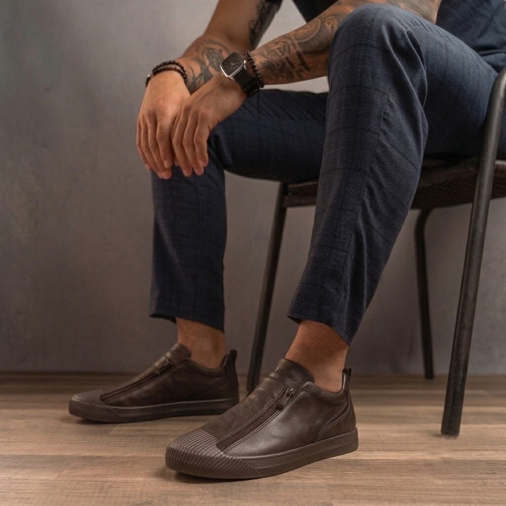 Men's Leather Sneakers with Modern and Versatile Design - Cormanio Men's Leather Sneakers with Modern and Versatile Design - Cormanio