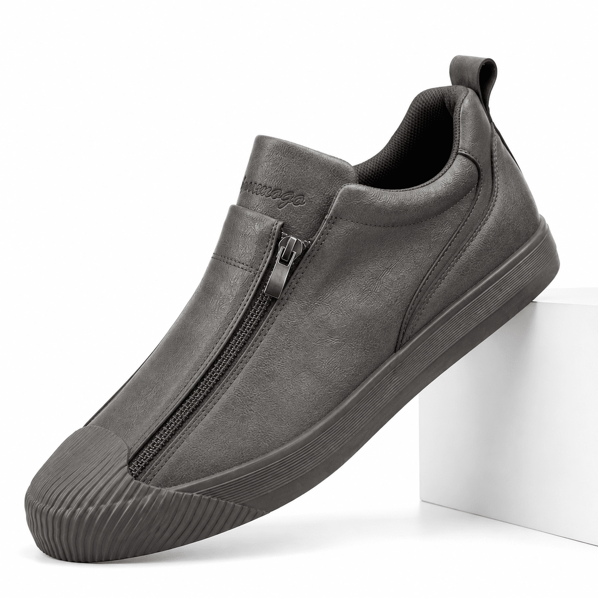 Men's Leather Sneakers with Modern and Versatile Design - Cormanio Men's Leather Sneakers with Modern and Versatile Design - Cormanio Gray
