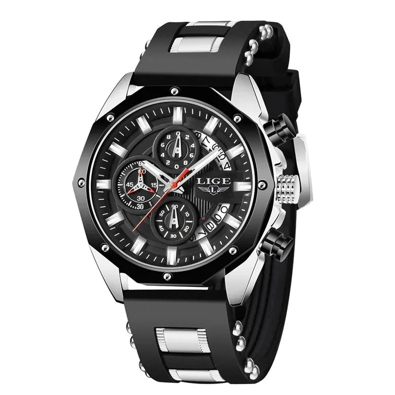 Men's Luxury Sports Chronograph Watch - Mavietto Vortex Men's Luxury Sports Chronograph Watch - Mavietto Vortex Silver Black