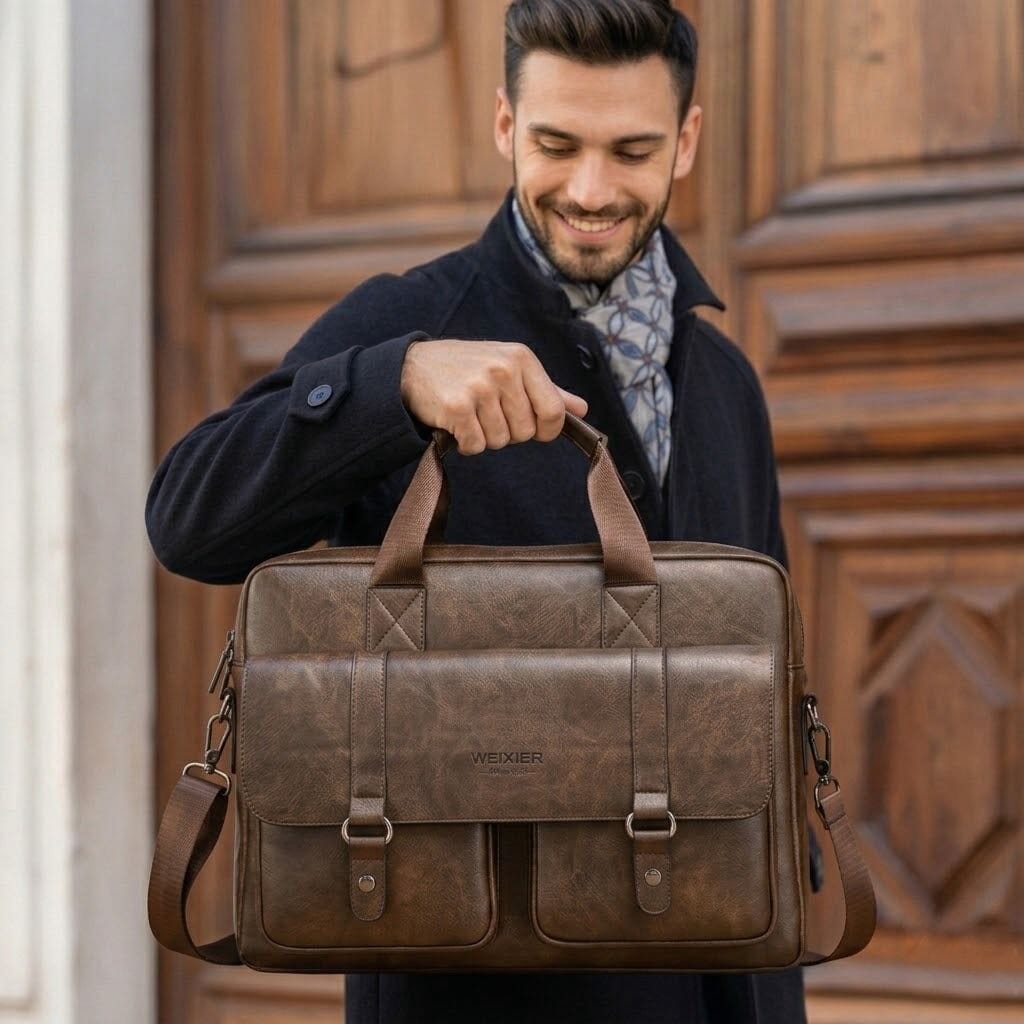 Men's Professional Leather Briefcase Laptop Bag - Raffaelo Men's Professional Leather Briefcase Laptop Bag - Raffaelo