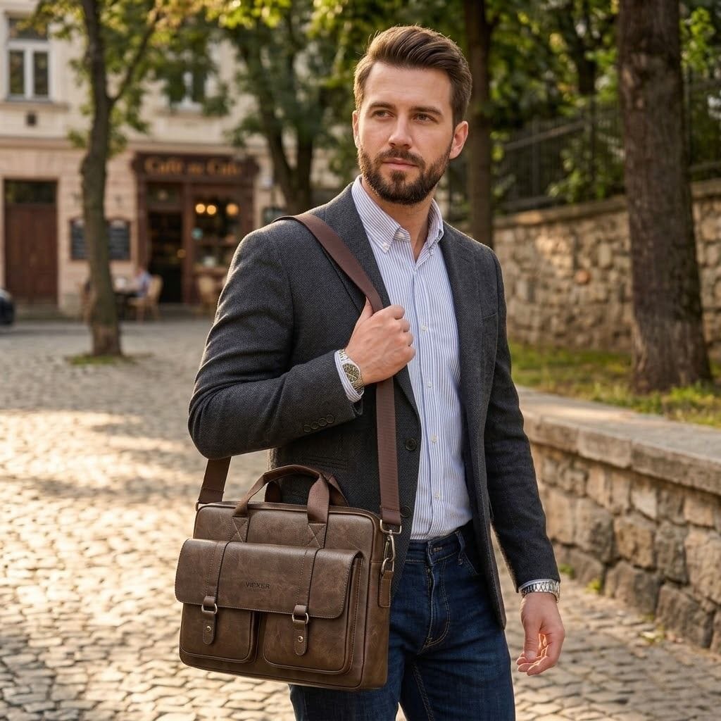 Men's Professional Leather Briefcase Laptop Bag - Raffaelo Men's Professional Leather Briefcase Laptop Bag - Raffaelo