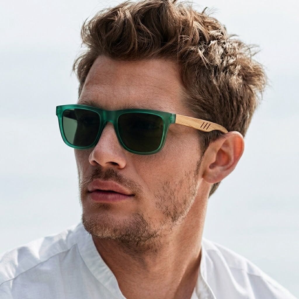 Men's Square Sunglasses with Wood-Grain Texture and UV400 Protection | ONE-BRAVENTO Men's Square Sunglasses with Wood-Grain Texture and UV400 Protection | ONE-BRAVENTO