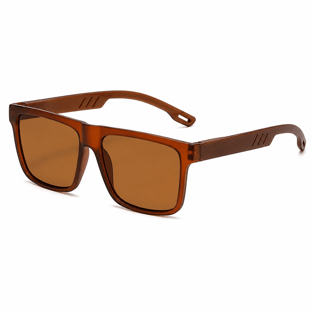 Men's Square Sunglasses with Wood-Grain Texture and UV400 Protection | ONE-BRAVENTO Men's Square Sunglasses with Wood-Grain Texture and UV400 Protection | ONE-BRAVENTO Brown