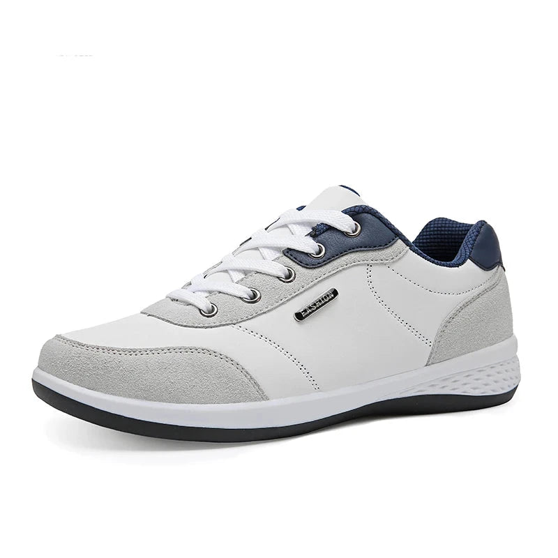Men’s Waterproof Leather Sneakers – Vastilen Men’s Waterproof Leather Sneakers – Vastilen White Gray