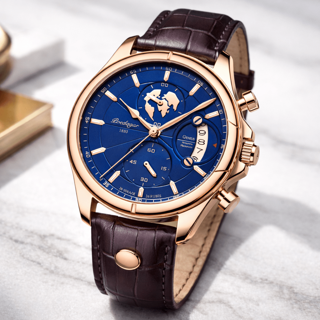 Multifunction Men's Executive Leather Watch - Leontius Multifunction Men's Executive Leather Watch - Leontius