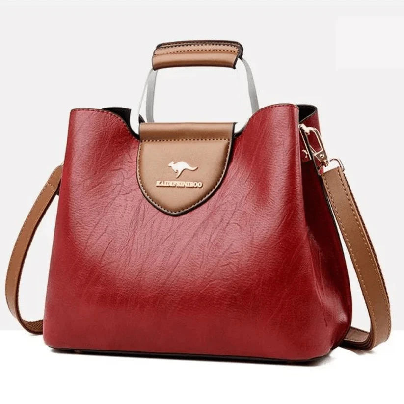 New Ladies Shopping PU Leather Handbag Large Capacity Single Shoulder Bag Casual Versatile Crossbody Bag for Outing Mavietto Store Red