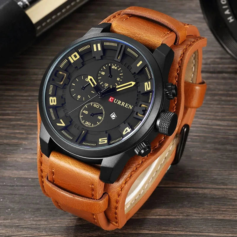 Rustic and Multifunction Men's Leather Watch - Vantgard Nortis Rustic and Multifunction Men's Leather Watch - Vantgard Nortis