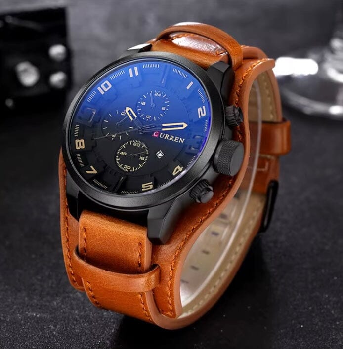 Rustic and Multifunction Men's Leather Watch - Vantgard Nortis Rustic and Multifunction Men's Leather Watch - Vantgard Nortis